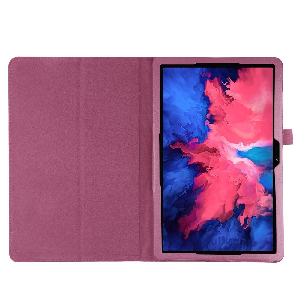 Litchi Texture Leather Tablet Case with Stand for Lenovo Tab P11 / P11 5G 11 inch TB-J606F / J606X - Purple