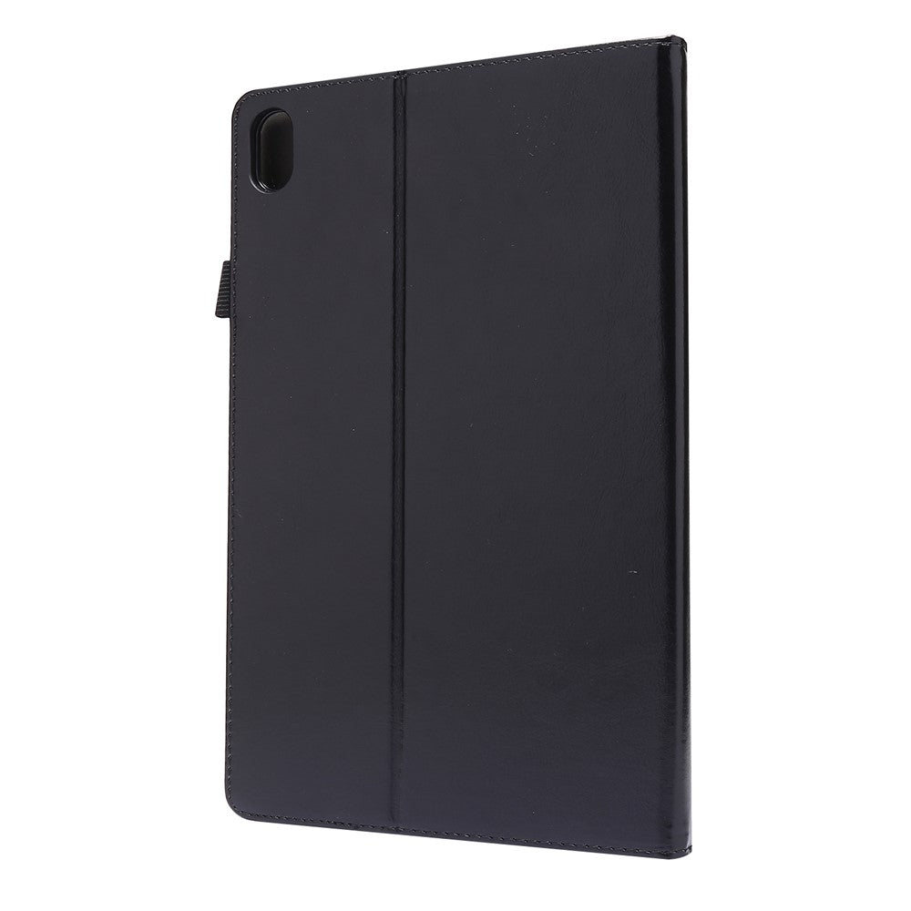 Crazy Horse Texture Two-Fold Design Leather Case for Lenovo Tab P11 / P11 5G 11-inch TB-J606F / J606X - Black