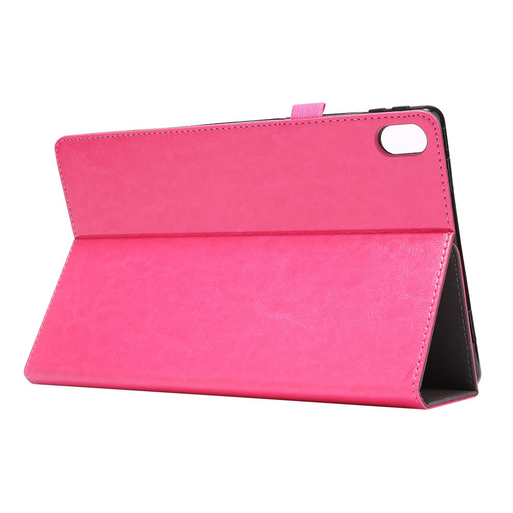 Crazy Horse Texture Two-Fold Design Leather Case for Lenovo Tab P11 / P11 5G 11-inch TB-J606F / J606X - Rose