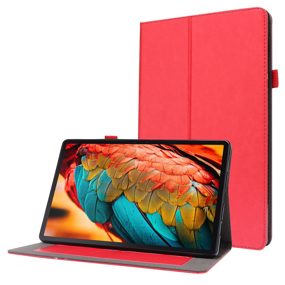 Crazy Horse Texture Two-Fold Design Leather Case for Lenovo Tab P11 / P11 5G 11-inch TB-J606F / J606X - Red