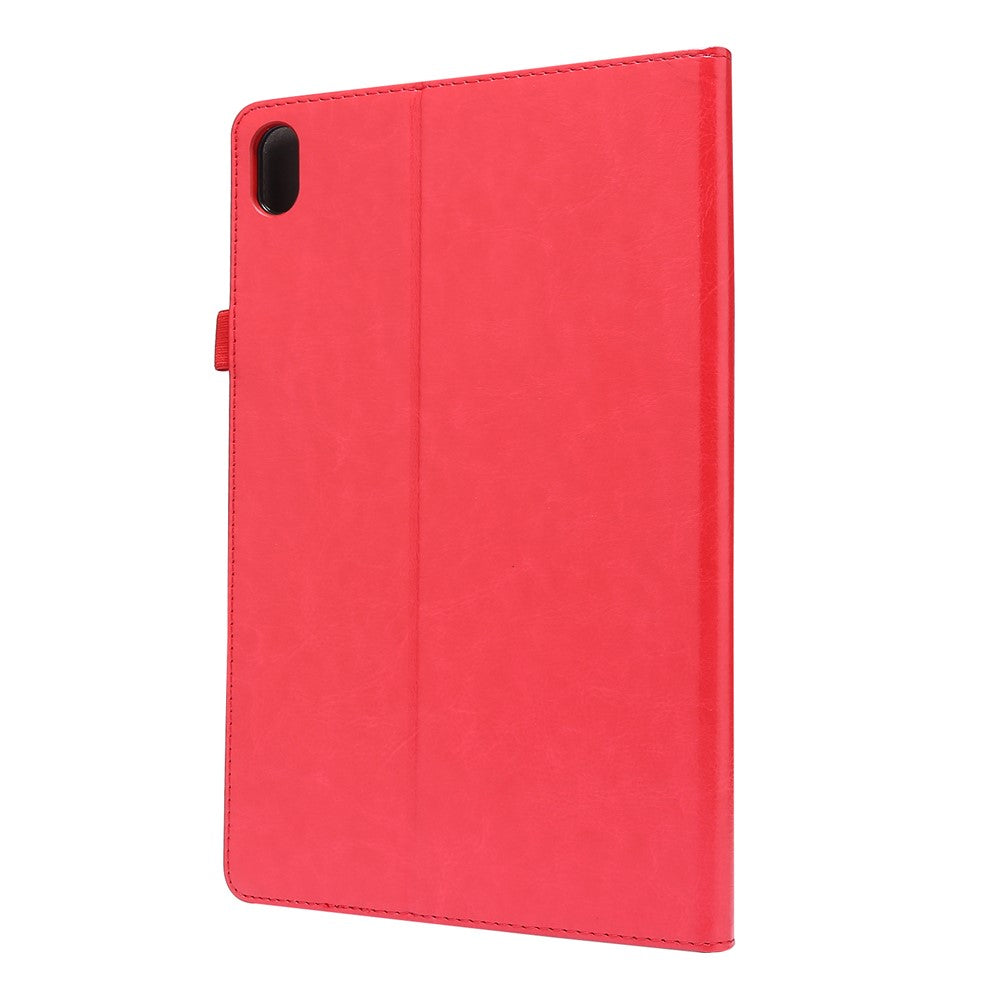 Crazy Horse Texture Two-Fold Design Leather Case for Lenovo Tab P11 / P11 5G 11-inch TB-J606F / J606X - Red