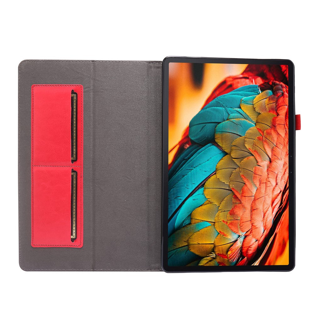 Crazy Horse Texture Two-Fold Design Leather Case for Lenovo Tab P11 / P11 5G 11-inch TB-J606F / J606X - Red