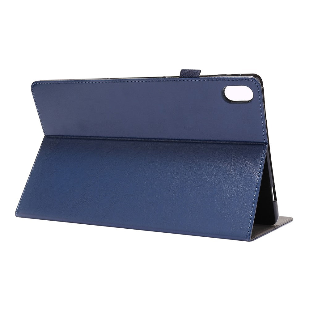 Crazy Horse Texture Two-Fold Design Leather Case for Lenovo Tab P11 / P11 5G 11-inch TB-J606F / J606X - Blue