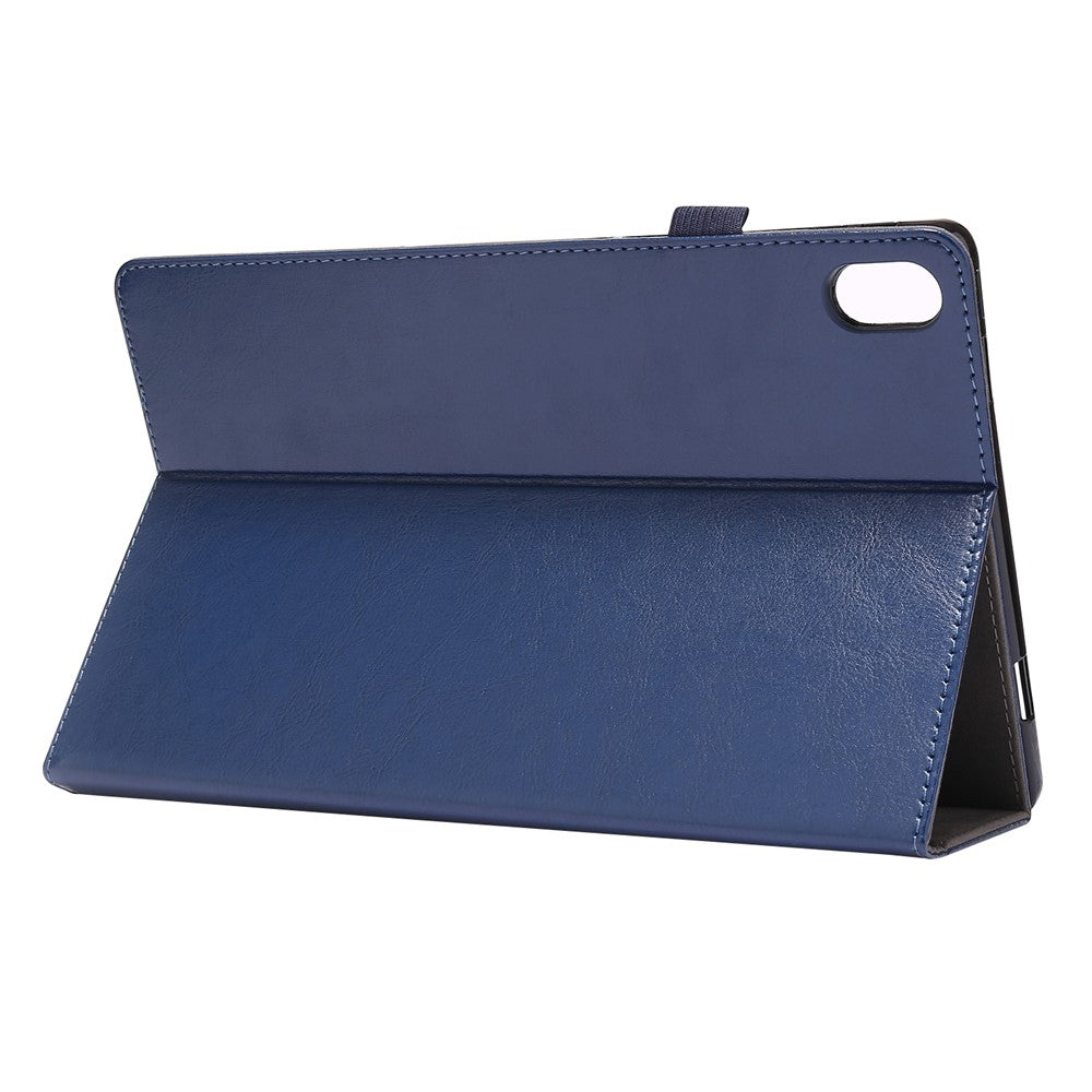 Crazy Horse Texture Two-Fold Design Leather Case for Lenovo Tab P11 / P11 5G 11-inch TB-J606F / J606X - Blue