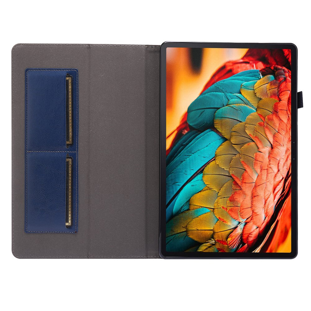 Crazy Horse Texture Two-Fold Design Leather Case for Lenovo Tab P11 / P11 5G 11-inch TB-J606F / J606X - Blue