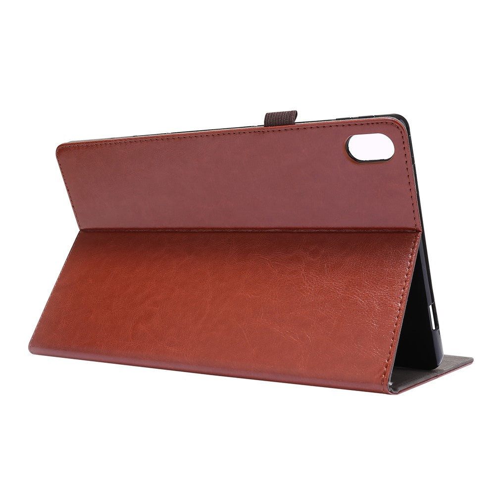Crazy Horse Texture Two-Fold Design Leather Case for Lenovo Tab P11 / P11 5G 11-inch TB-J606F / J606X - Brown