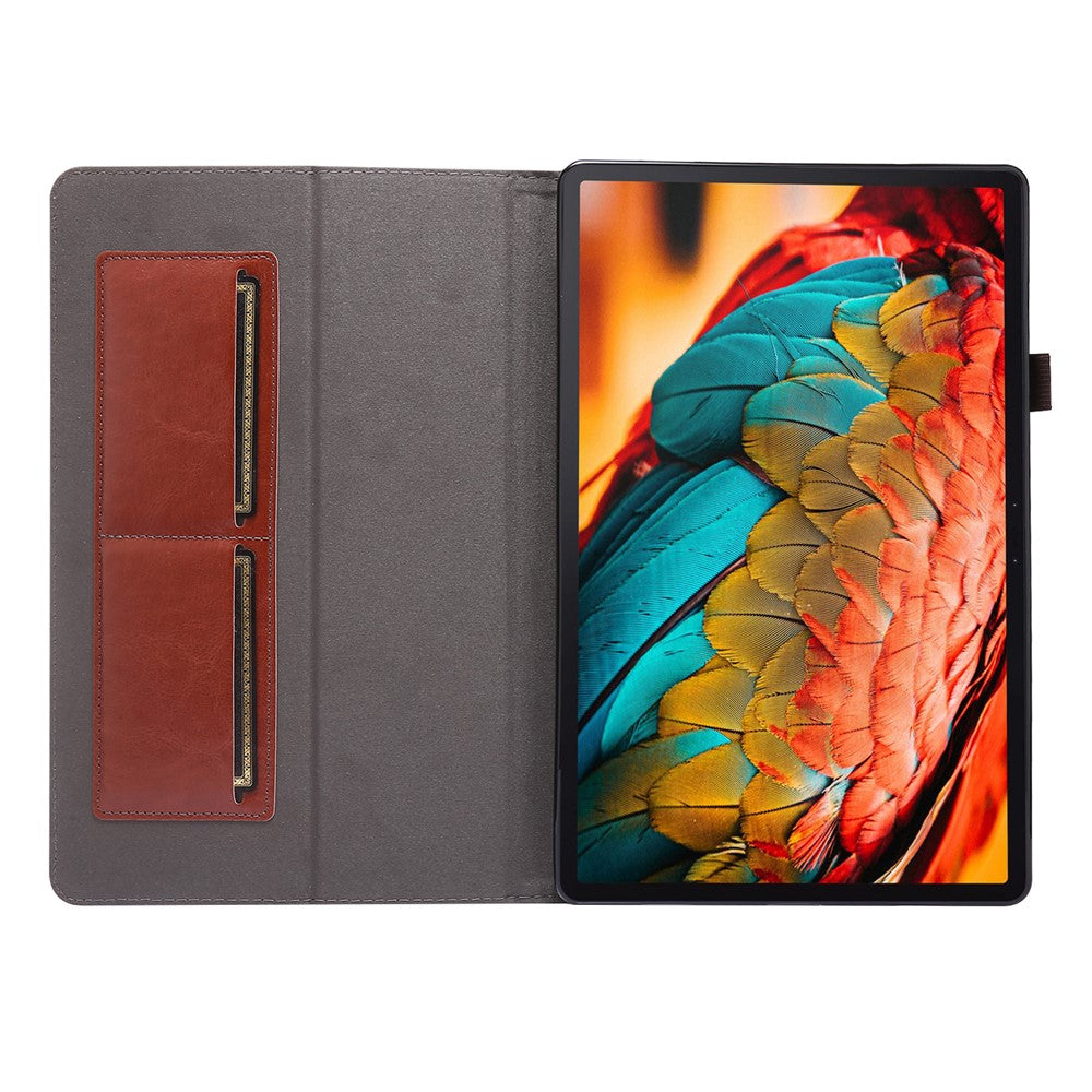 Crazy Horse Texture Two-Fold Design Leather Case for Lenovo Tab P11 / P11 5G 11-inch TB-J606F / J606X - Brown