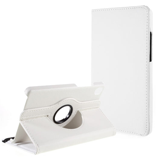 Leather Case with Rotating Stand Cover for Lenovo Tab M8 (1st Gen) HD8505/M8 (2nd Gen) HD8705 - White