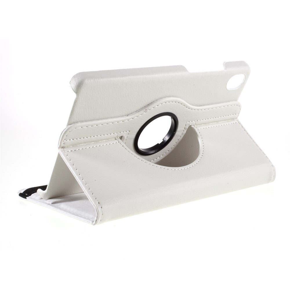 Leather Case with Rotating Stand Cover for Lenovo Tab M8 (1st Gen) HD8505/M8 (2nd Gen) HD8705 - White