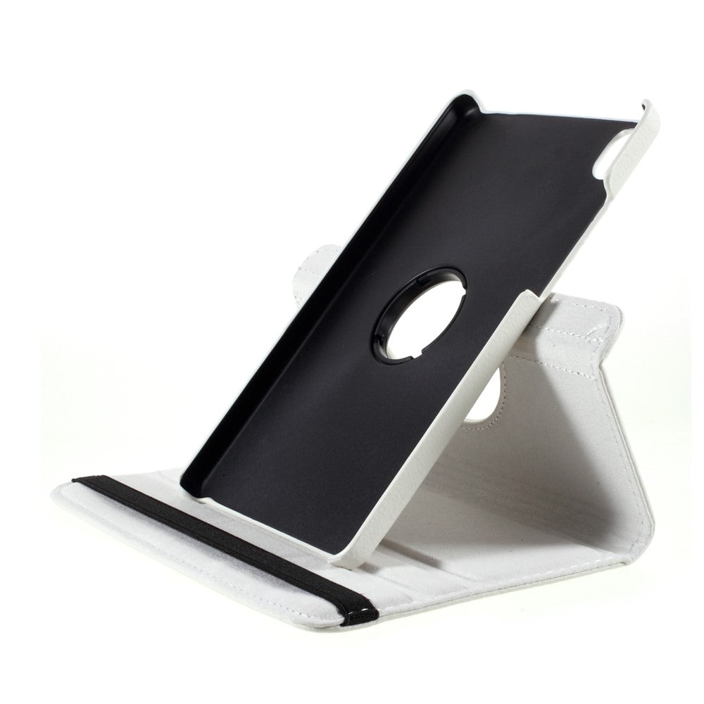 Leather Case with Rotating Stand Cover for Lenovo Tab M8 (1st Gen) HD8505/M8 (2nd Gen) HD8705 - White
