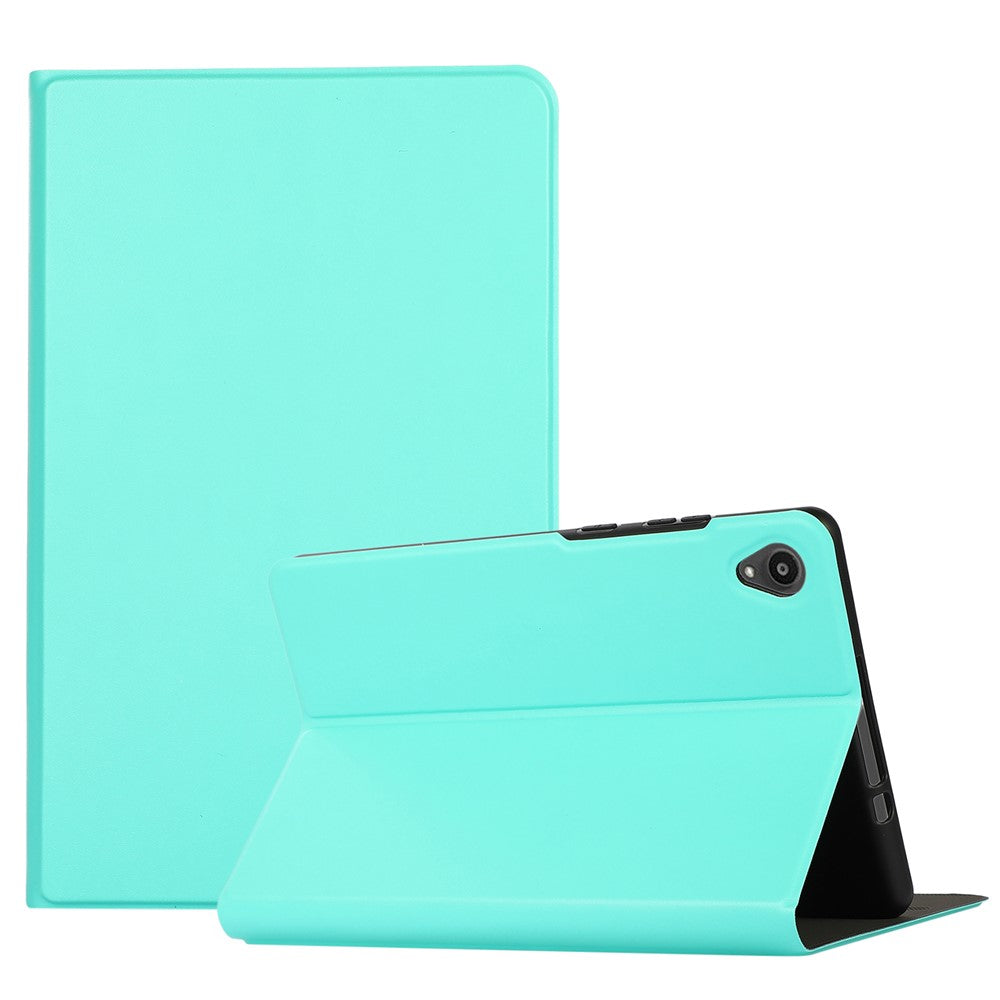 PU Leather Protector Full-Protection Case with Stand for Lenovo Tab M8 (2nd Gen) FHD - Cyan