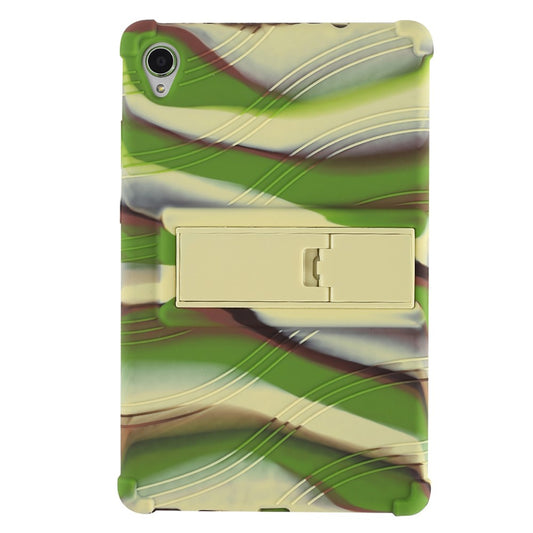 Slide-Out Kickstand Design Soft Silicone Tablet Cover Case for Lenovo Tab M8 8705/8505 - Green Camouflage
