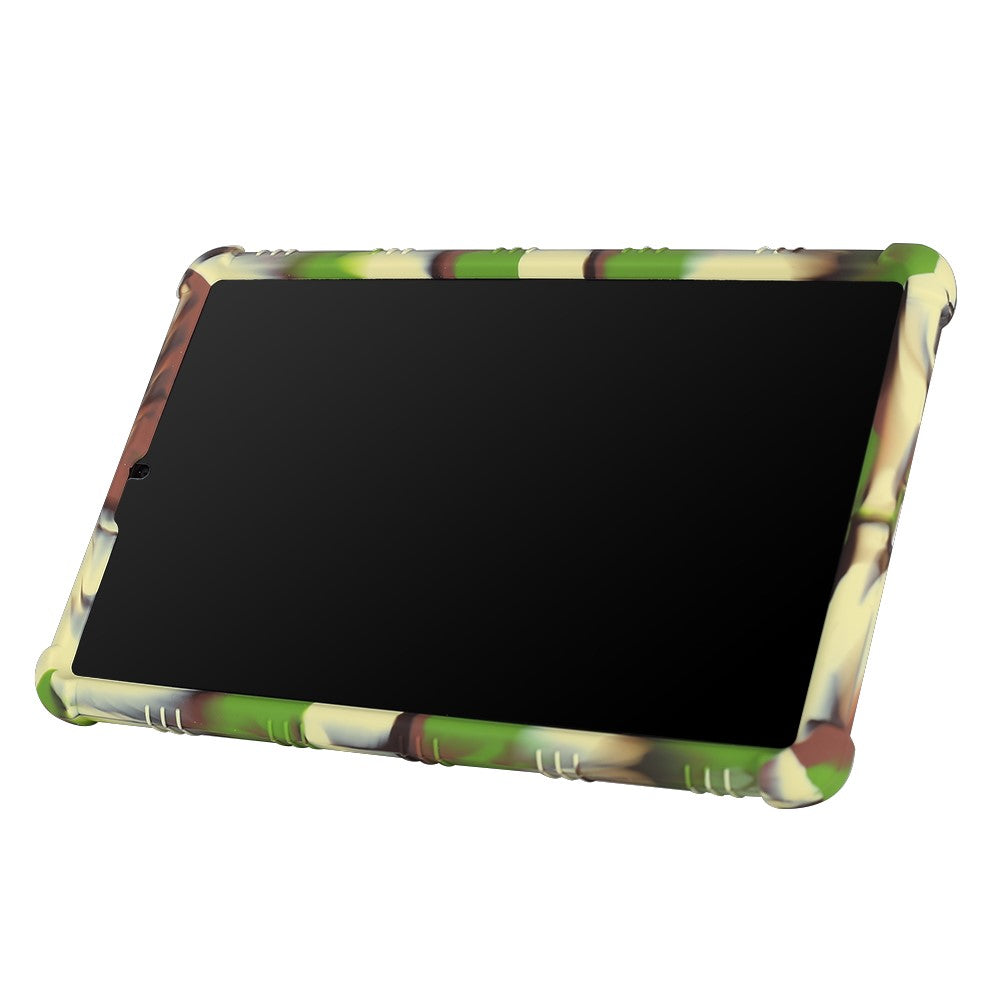 Slide-Out Kickstand Design Soft Silicone Tablet Cover Case for Lenovo Tab M8 8705/8505 - Green Camouflage