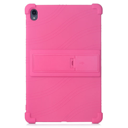 Slide-Out Kickstand Design Multi-Color Silicone Tablet Cover Case for Lenovo Tab P11 / P11 5G 11 inch TB-J606F / J606X - Rose