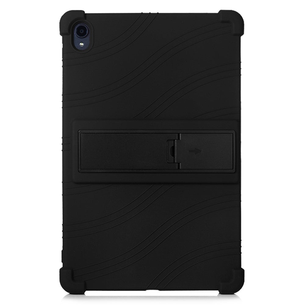 Slide-Out Kickstand Design Multi-Color Silicone Tablet Cover Case for Lenovo Tab P11 / P11 5G 11 inch TB-J606F / J606X - Black