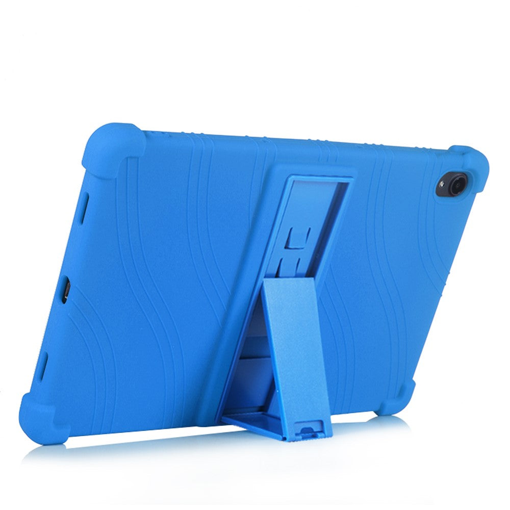 Slide-Out Kickstand Design Multi-Color Silicone Tablet Cover Case for Lenovo Tab P11 / P11 5G 11 inch TB-J606F / J606X - Blue