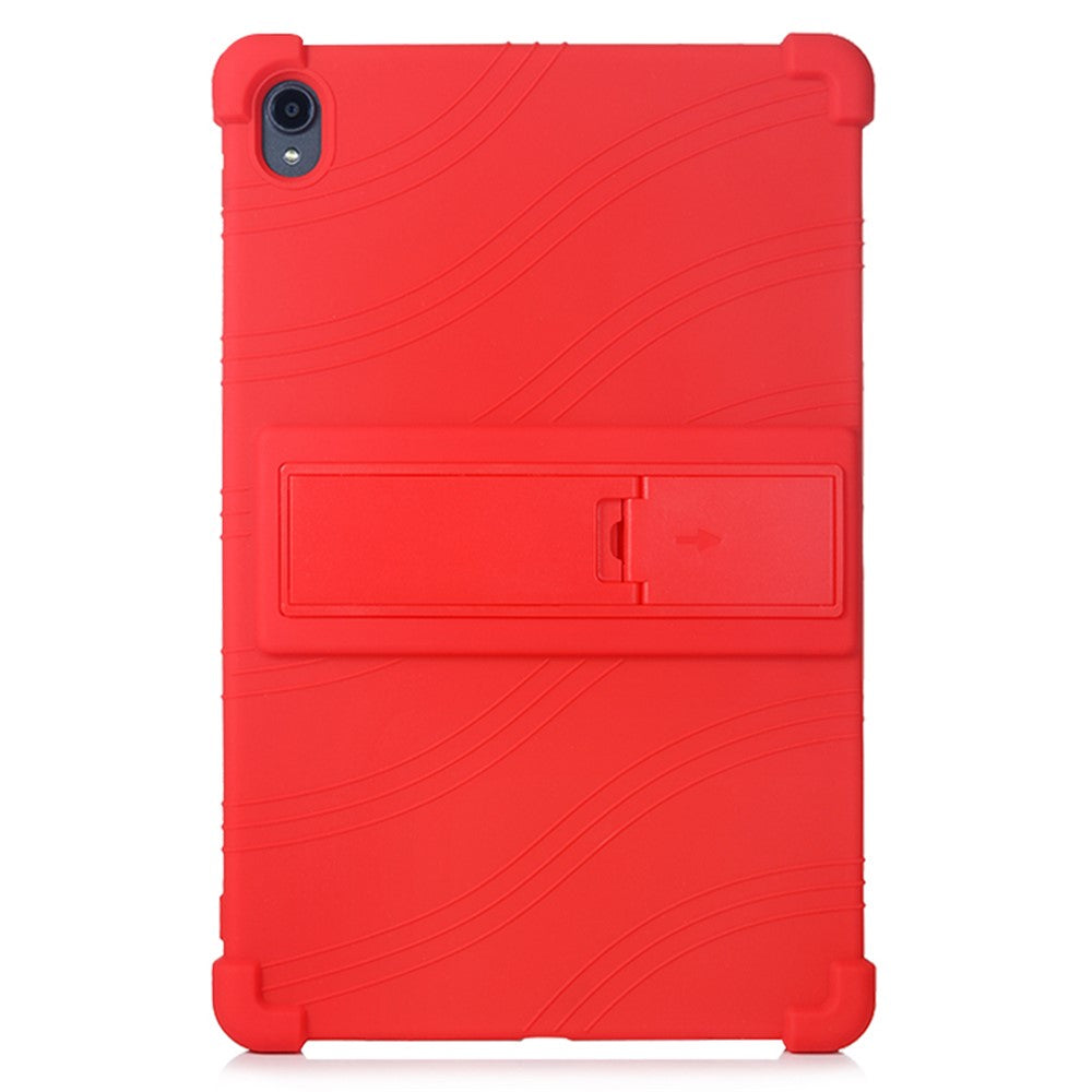 Slide-Out Kickstand Design Multi-Color Silicone Tablet Cover Case for Lenovo Tab P11 / P11 5G 11 inch TB-J606F / J606X - Red