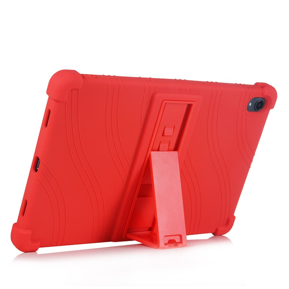 Slide-Out Kickstand Design Multi-Color Silicone Tablet Cover Case for Lenovo Tab P11 / P11 5G 11 inch TB-J606F / J606X - Red