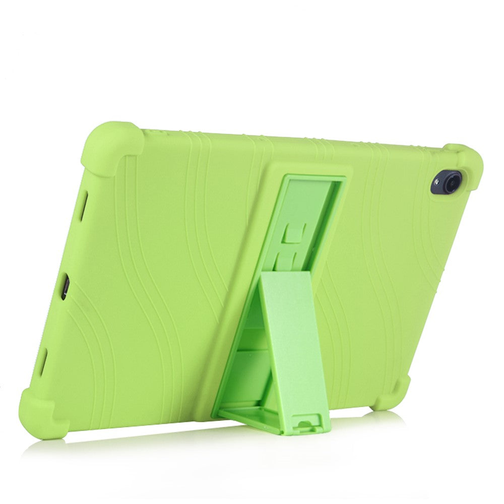 Slide-Out Kickstand Design Multi-Color Silicone Tablet Cover Case for Lenovo Tab P11 / P11 5G 11 inch TB-J606F / J606X - Green