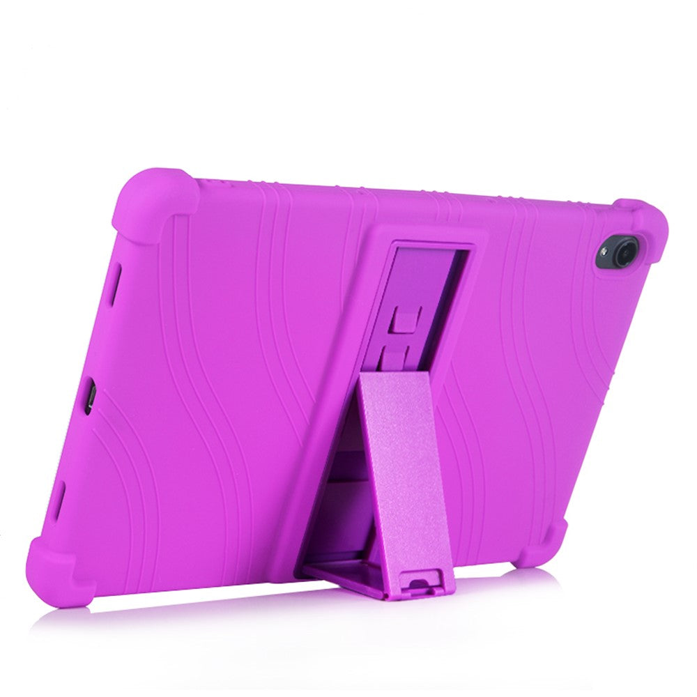 Slide-Out Kickstand Design Multi-Color Silicone Tablet Cover Case for Lenovo Tab P11 / P11 5G 11 inch TB-J606F / J606X - Purple