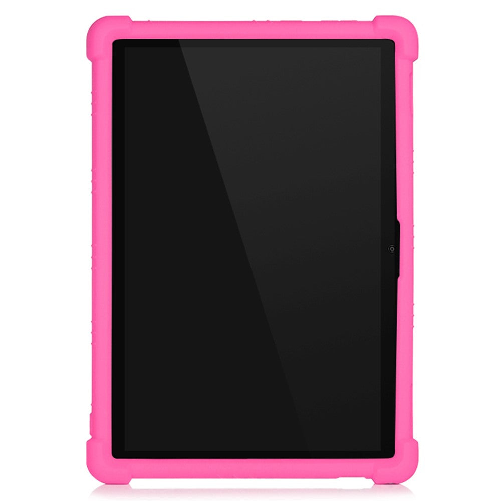 Silicone Tablet Cover Case with Slide-Out Kickstand Design for Lenovo M10 FHD REL X605FC - Rose