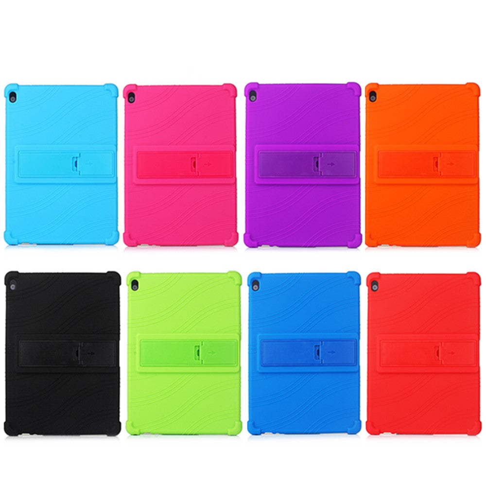 Slide-Out Kickstand Design Silicone Tablet Cover Case for Lenovo Tab M10 TB-X605F - Black