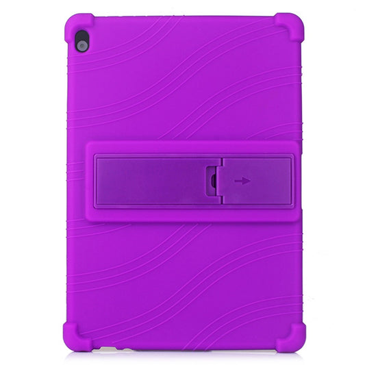 Slide-Out Kickstand Design Silicone Tablet Cover Case for Lenovo Tab M10 TB-X605F - Purple