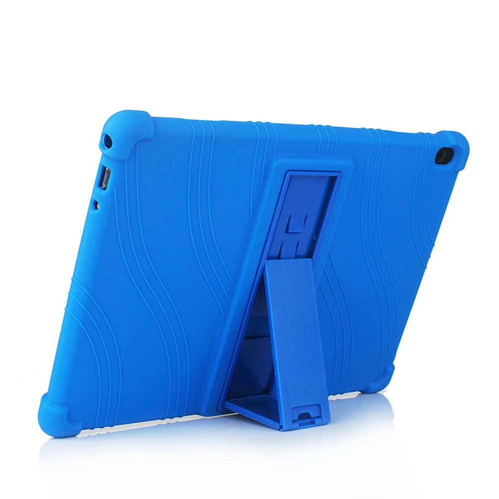 Slide-Out Kickstand Design Silicone Tablet Cover Case for Lenovo Tab M10 TB-X605F - Purple