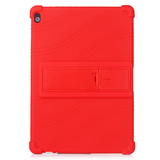 Slide-Out Kickstand Design Silicone Tablet Cover Case for Lenovo Tab M10 TB-X605F - Red