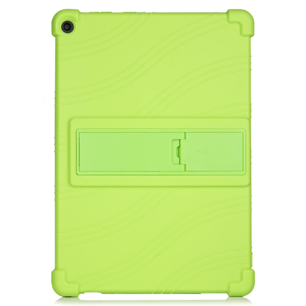 Slide-Out Kickstand Design Silicone Tablet Cover Case for Lenovo Tab M10 Plus X606 - Green
