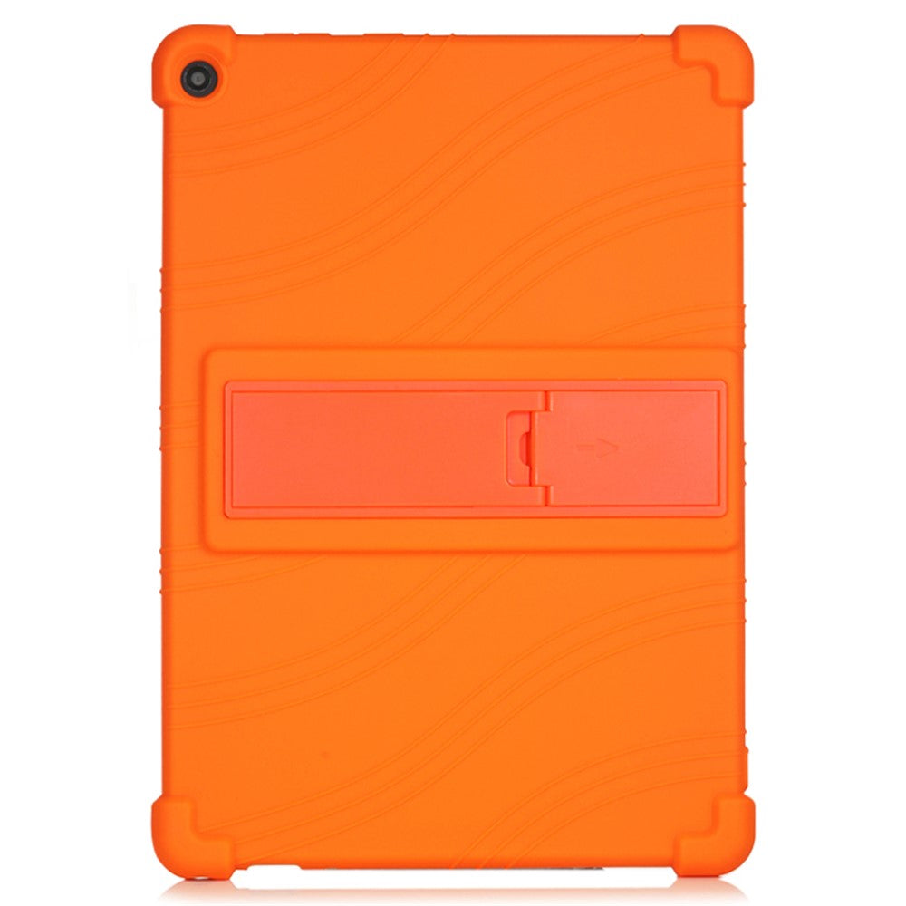 Slide-Out Kickstand Design Silicone Tablet Cover Case for Lenovo Tab M10 Plus X606 - Orange