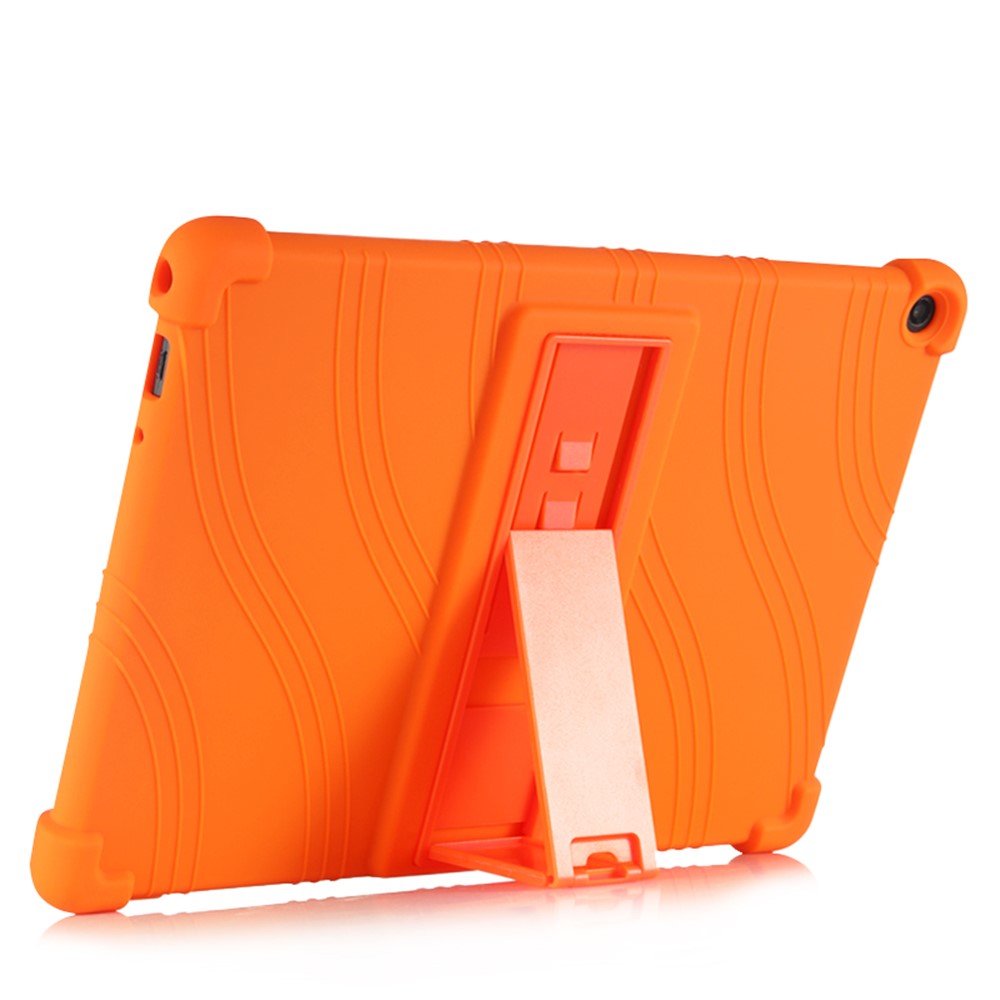 Slide-Out Kickstand Design Silicone Tablet Cover Case for Lenovo Tab M10 Plus X606 - Orange