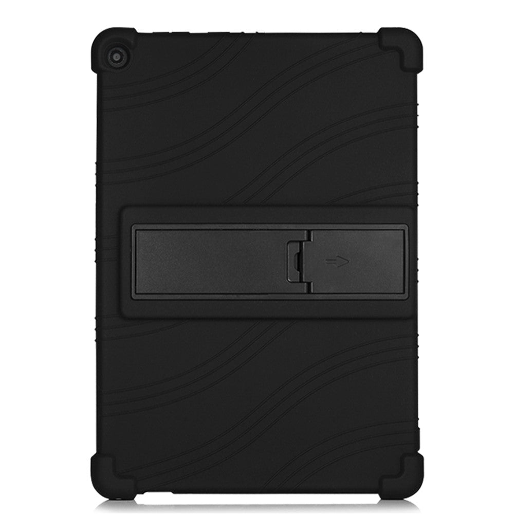 Slide-Out Kickstand Design Silicone Tablet Cover Case for Lenovo Tab M10 Plus X606 - Black