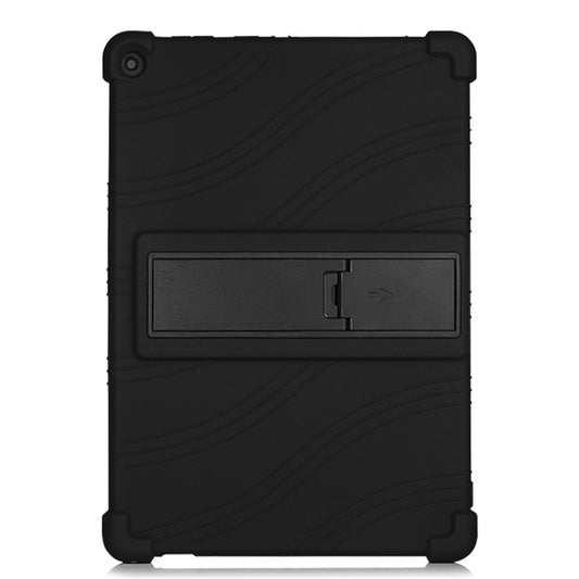 Slide-Out Kickstand Design Silicone Tablet Cover Case for Lenovo Tab M10 Plus X606 - Black