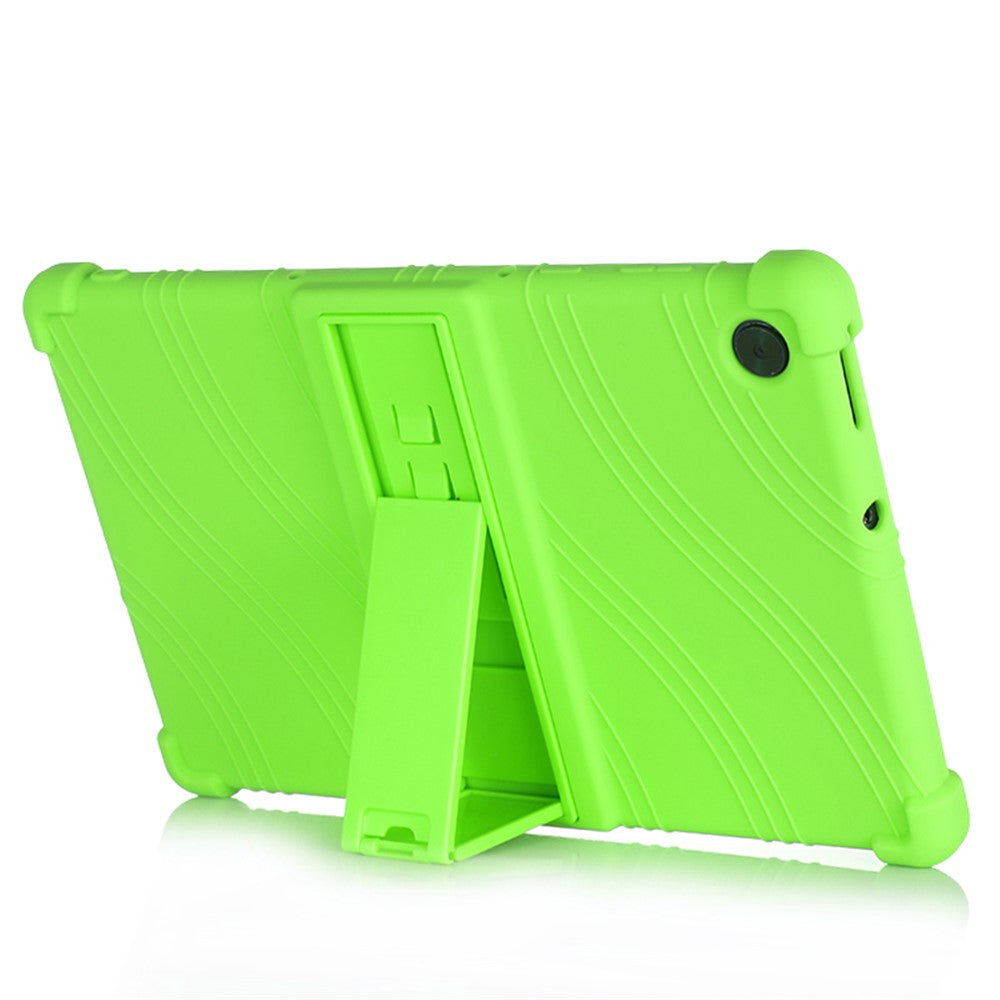 Soft Silicone Tablet Cover Case with Slide-Out Kickstand Design for Lenovo Tab M10 HD Gen 2 TB-X306 - Green
