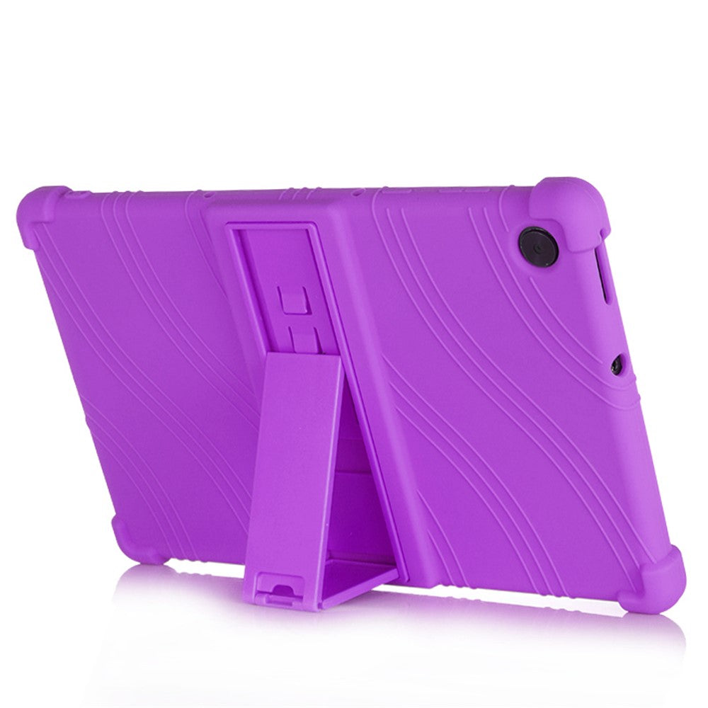 Soft Silicone Tablet Cover Case with Slide-Out Kickstand Design for Lenovo Tab M10 HD Gen 2 TB-X306 - Purple