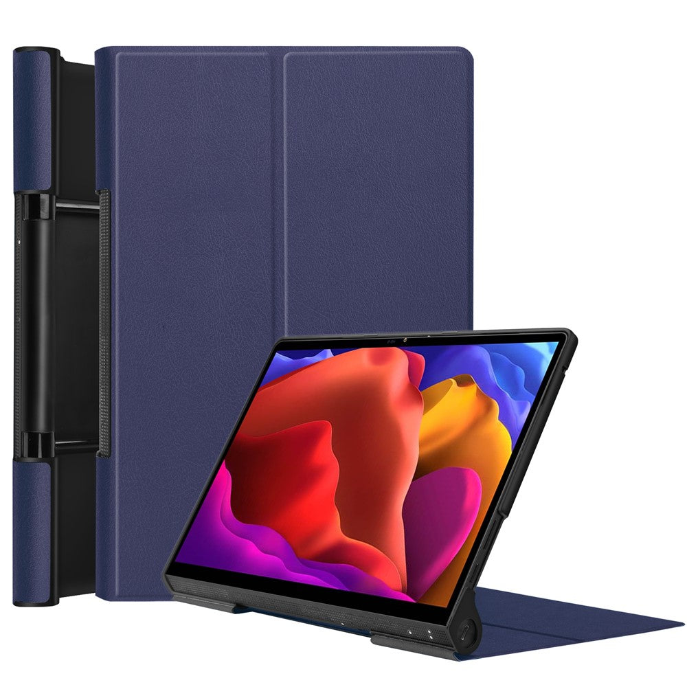 Plain PU Leather Case with Kickstand for Lenovo Yoga Pad Pro 13-inch/Yoga Tab 13 - Blue