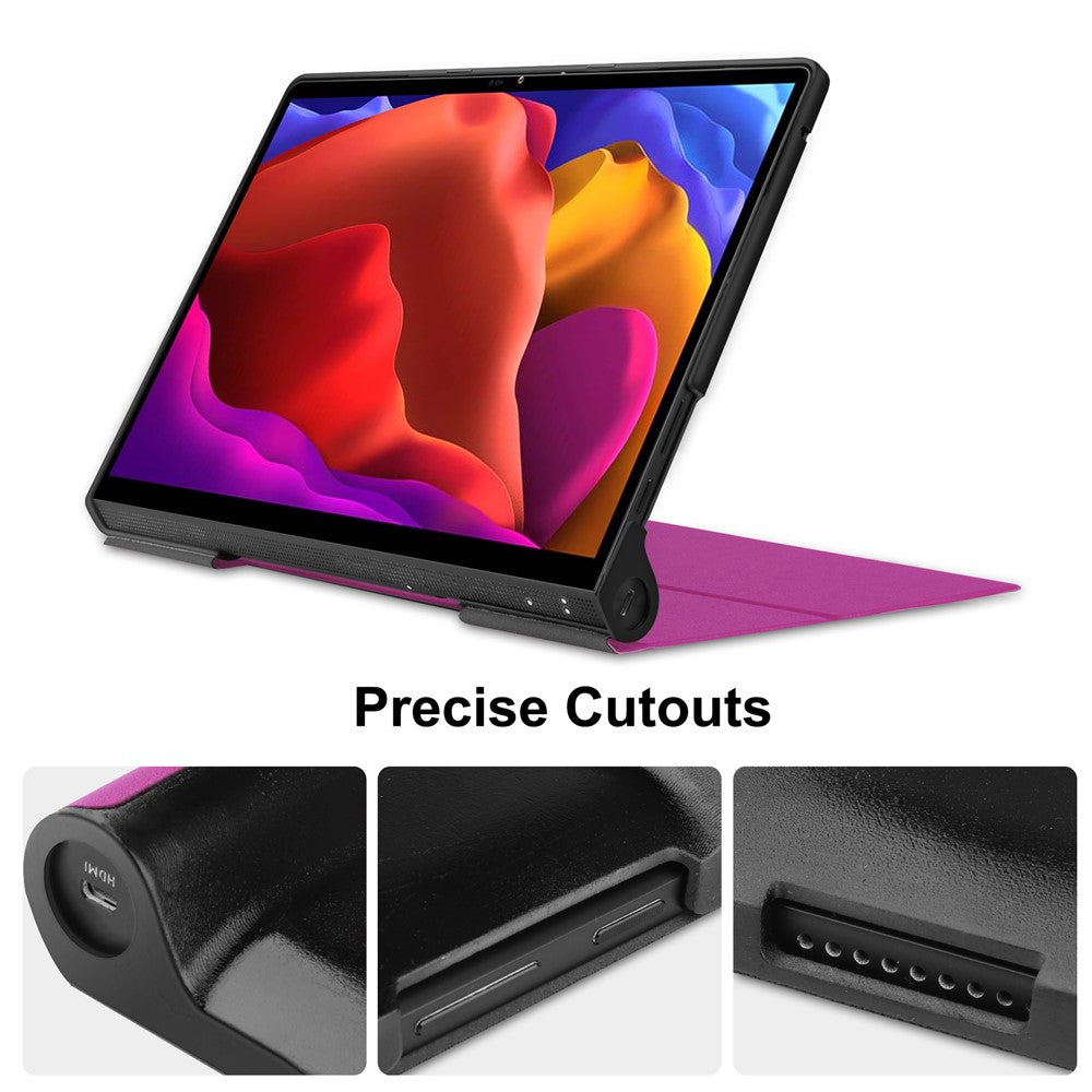 Plain PU Leather Case with Kickstand for Lenovo Yoga Pad Pro 13-inch/Yoga Tab 13 - Purple