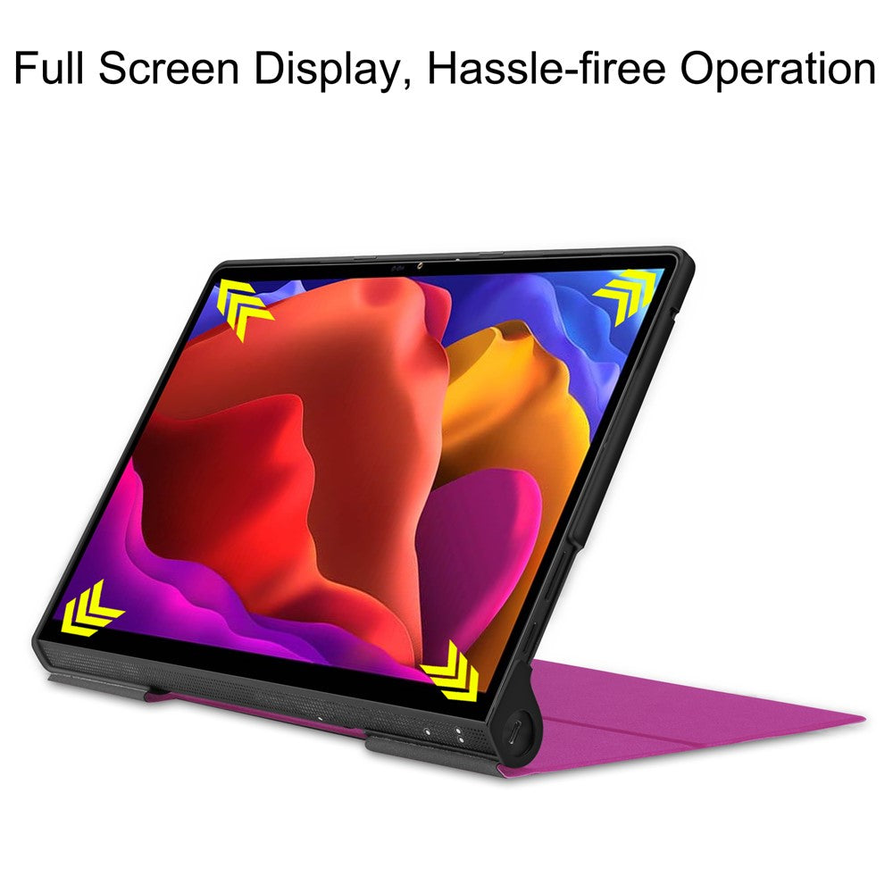 Plain PU Leather Case with Kickstand for Lenovo Yoga Pad Pro 13-inch/Yoga Tab 13 - Purple