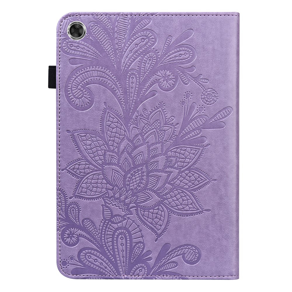Leather Wallet Stand Tablet Cover with Flower Pattern Imprinting for Lenovo Tab M10 Plus/Smart Tab M10 FHD Plus TB-X606F/TB-606X - Purple