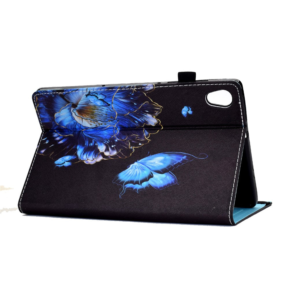 Pattern Printing Stand Cover Card Slots Protective Case with Elastic Band for Lenovo Tab M10 HD Gen 2 - Butterfly and Flower