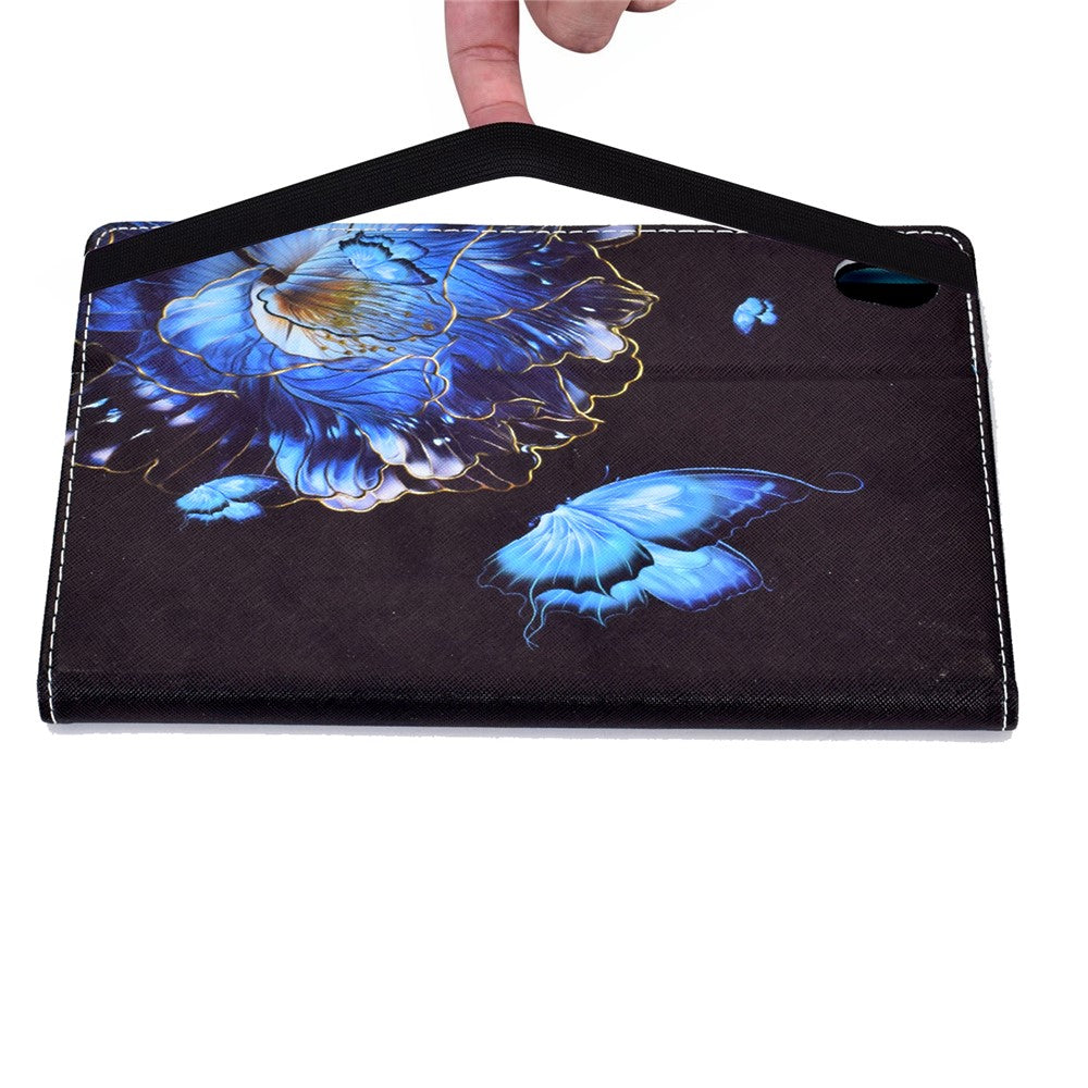 Pattern Printing Stand Cover Card Slots Protective Case with Elastic Band for Lenovo Tab M10 HD Gen 2 - Butterfly and Flower