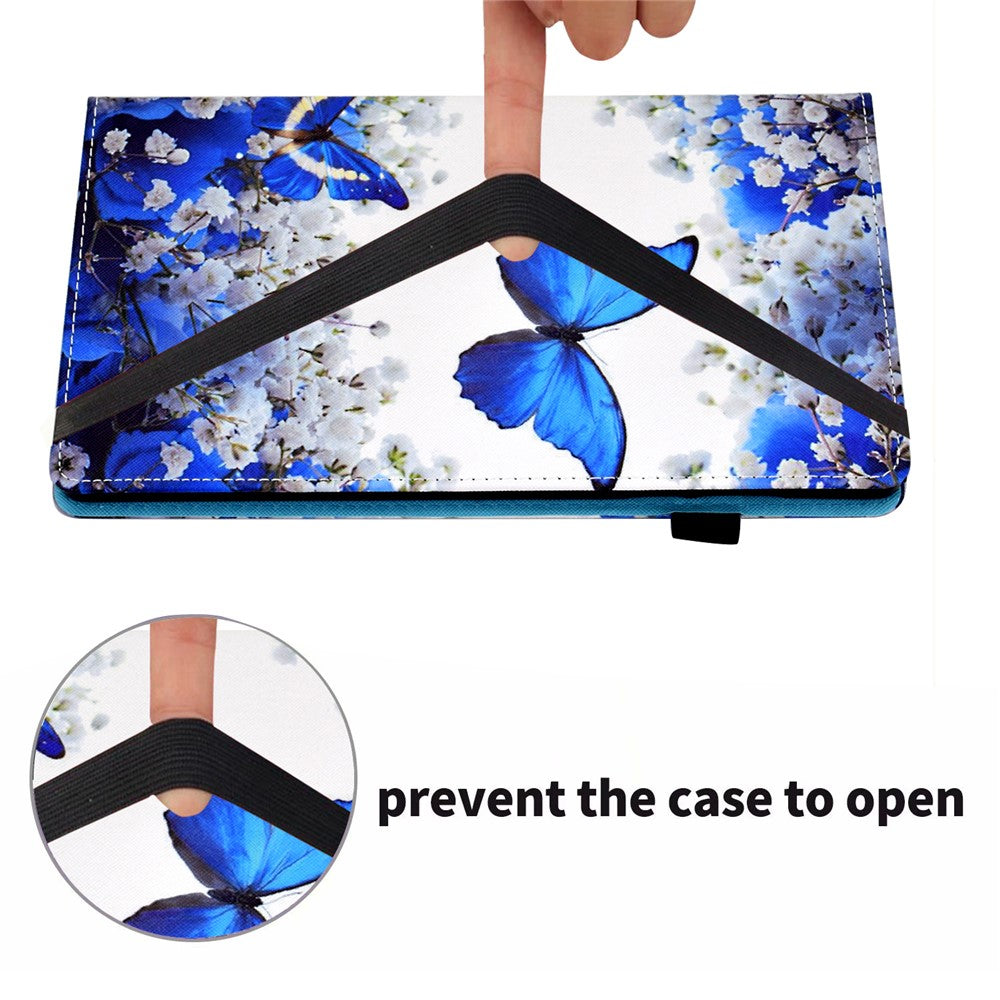 Pattern Printing Stand Cover Card Slots Protective Case with Elastic Band for Lenovo Tab M10 HD Gen 2 - Blue Butterfly