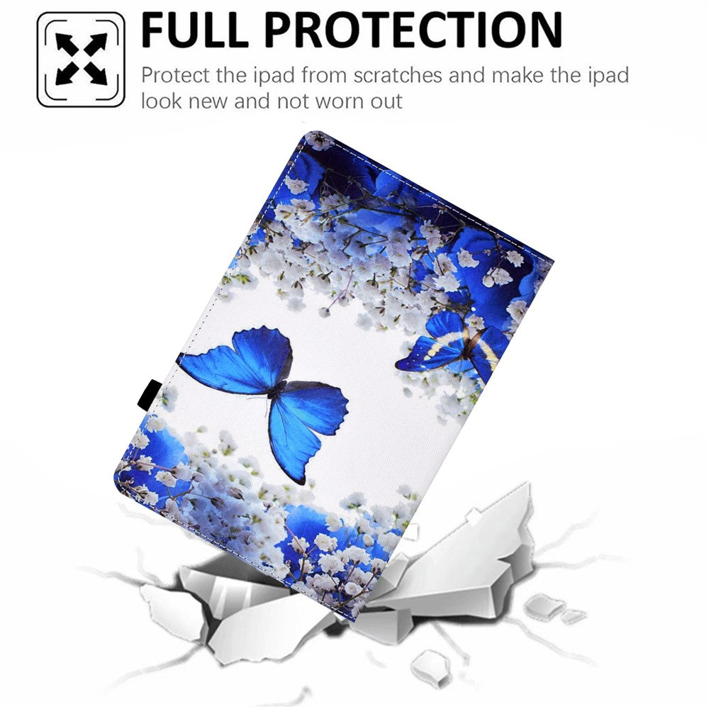 Pattern Printing Stand Cover Card Slots Protective Case with Elastic Band for Lenovo Tab M10 HD Gen 2 - Blue Butterfly