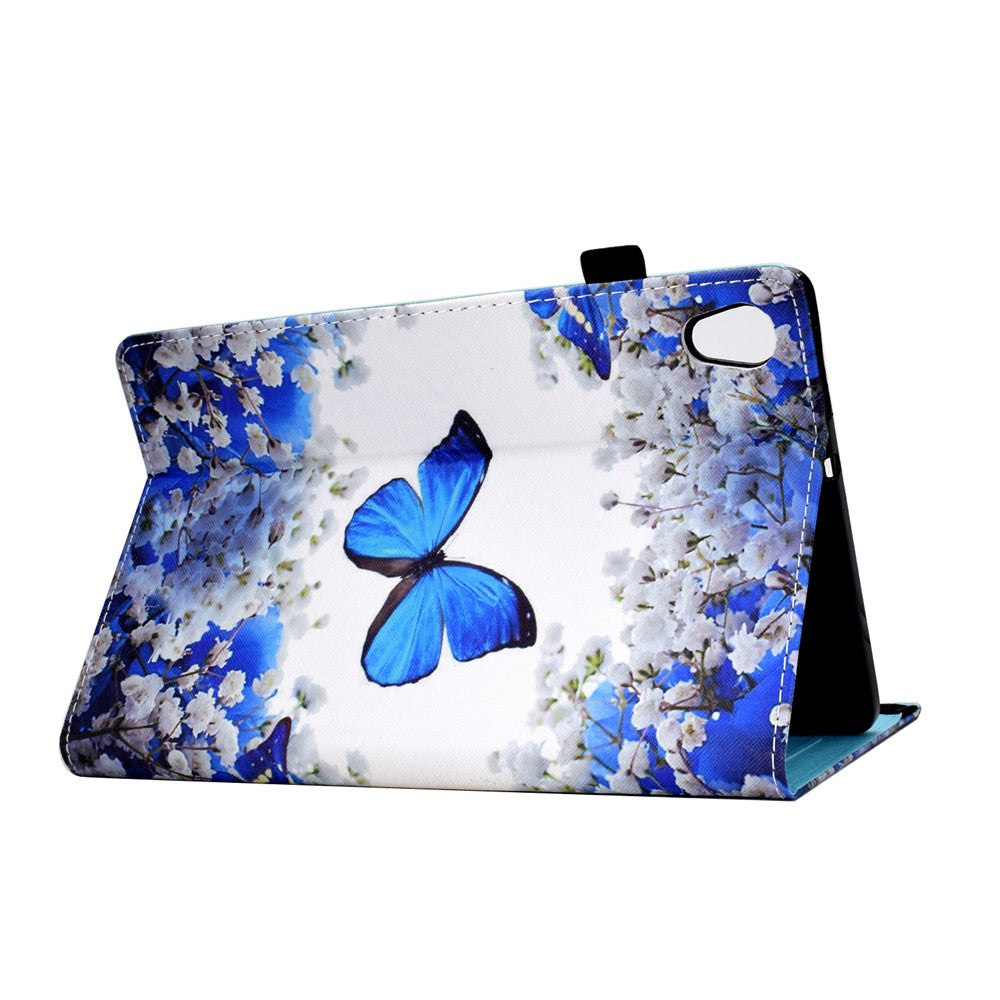 Pattern Printing Stand Cover Card Slots Protective Case with Elastic Band for Lenovo Tab M10 HD Gen 2 - Blue Butterfly