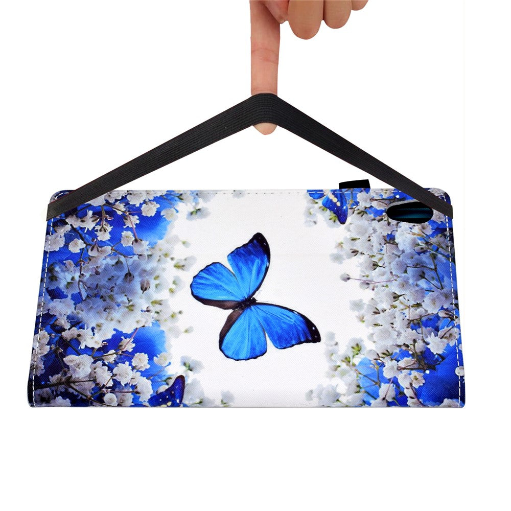 Pattern Printing Stand Cover Card Slots Protective Case with Elastic Band for Lenovo Tab M10 HD Gen 2 - Blue Butterfly