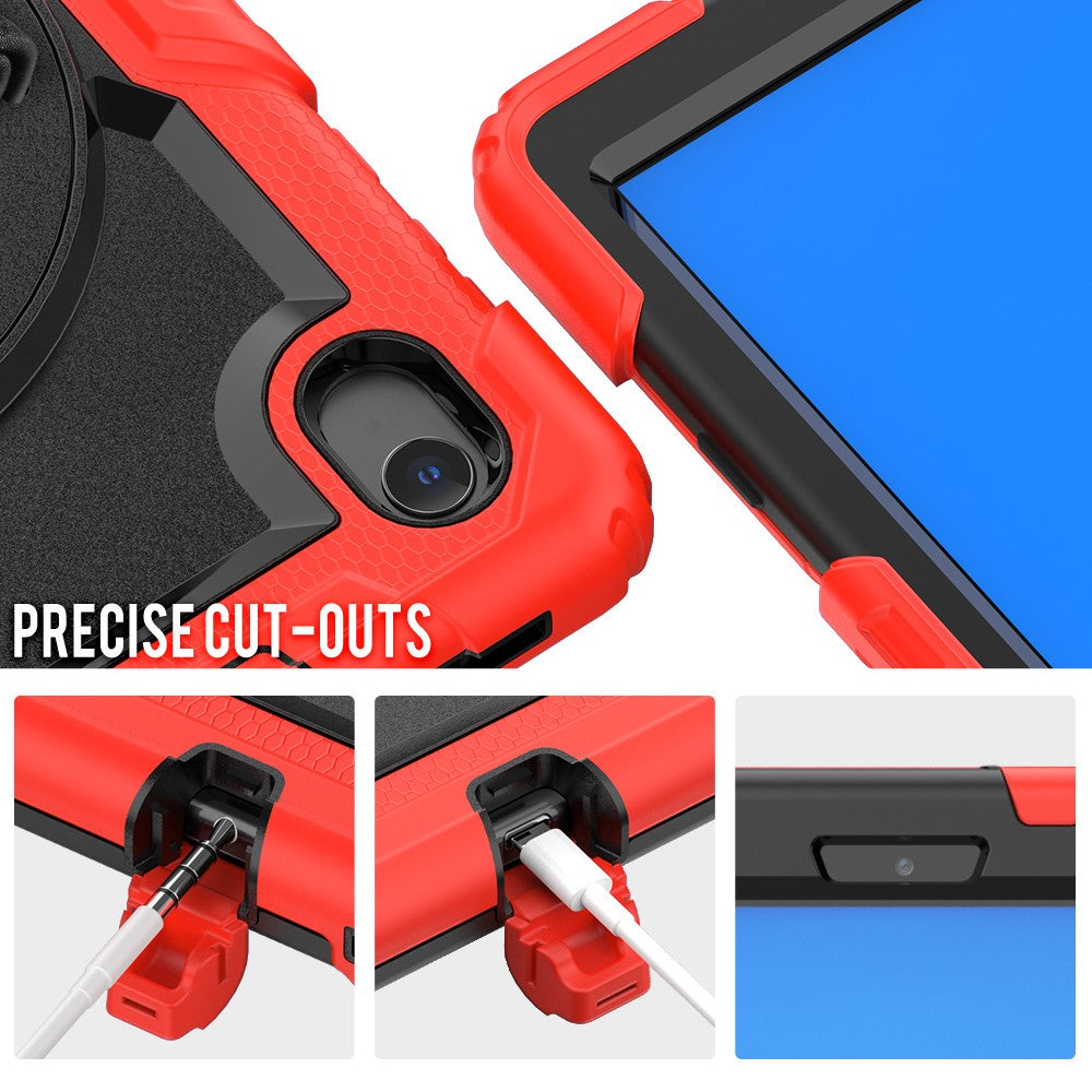 PC + Silicone + PET Front Film Tablet Combo Shell with Kickstand and Shoulder Strap for Lenovo Tab M10 HD Gen 2 TB-306X(F) - Black/Red