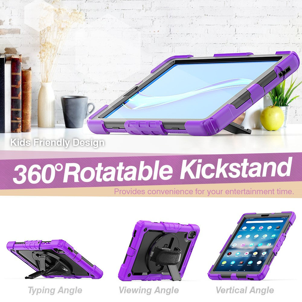 PC + Silicone + PET Front Film Tablet Combo Shell with Kickstand and Shoulder Strap for Lenovo Tab M10 HD Gen 2 TB-306X(F) - Black/Purple