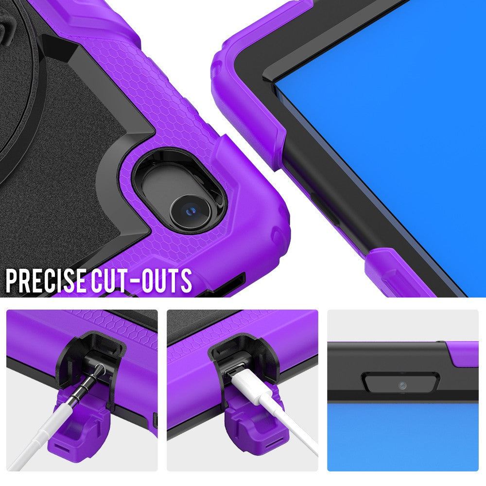 PC + Silicone + PET Front Film Tablet Combo Shell with Kickstand and Shoulder Strap for Lenovo Tab M10 HD Gen 2 TB-306X(F) - Black/Purple