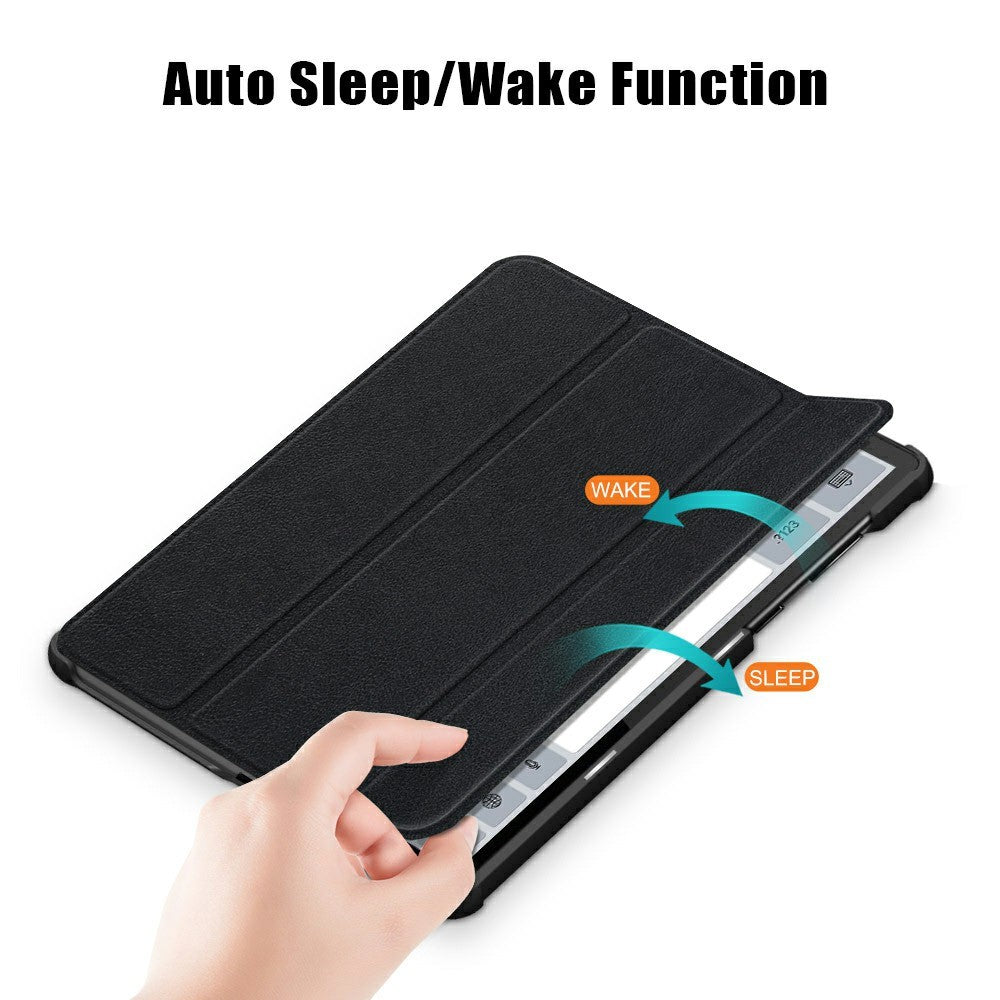 Tri-fold Soft Leather Flip Stand Smart Protective Cover with Sleep / Wake Feature for Lenovo Tab K10/Tab M10 Plus - Black